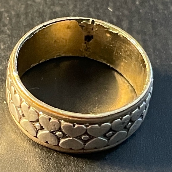 Clark & Coombs 10k GF & Sterling Band W/ Dbl Row Of Hearts 1930-50’s Vntg 6.5-7 - Picture 14 of 16